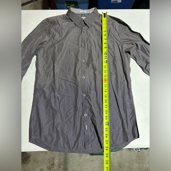 Calvin Klein Premium Dress Shirt Men's Medium Long Sleeve Button Down Gray - Picture 5 of 7